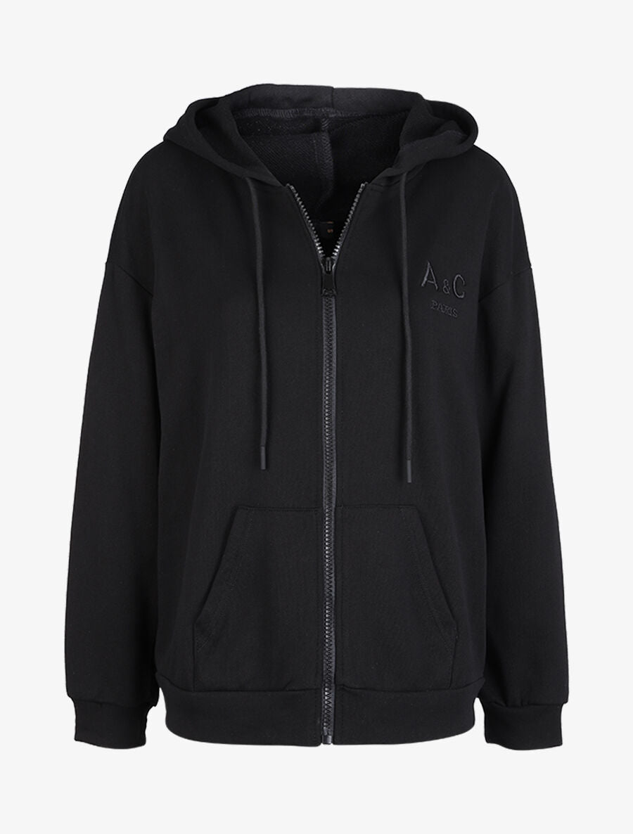 Sweat à capuche zippé - Noir - 3
