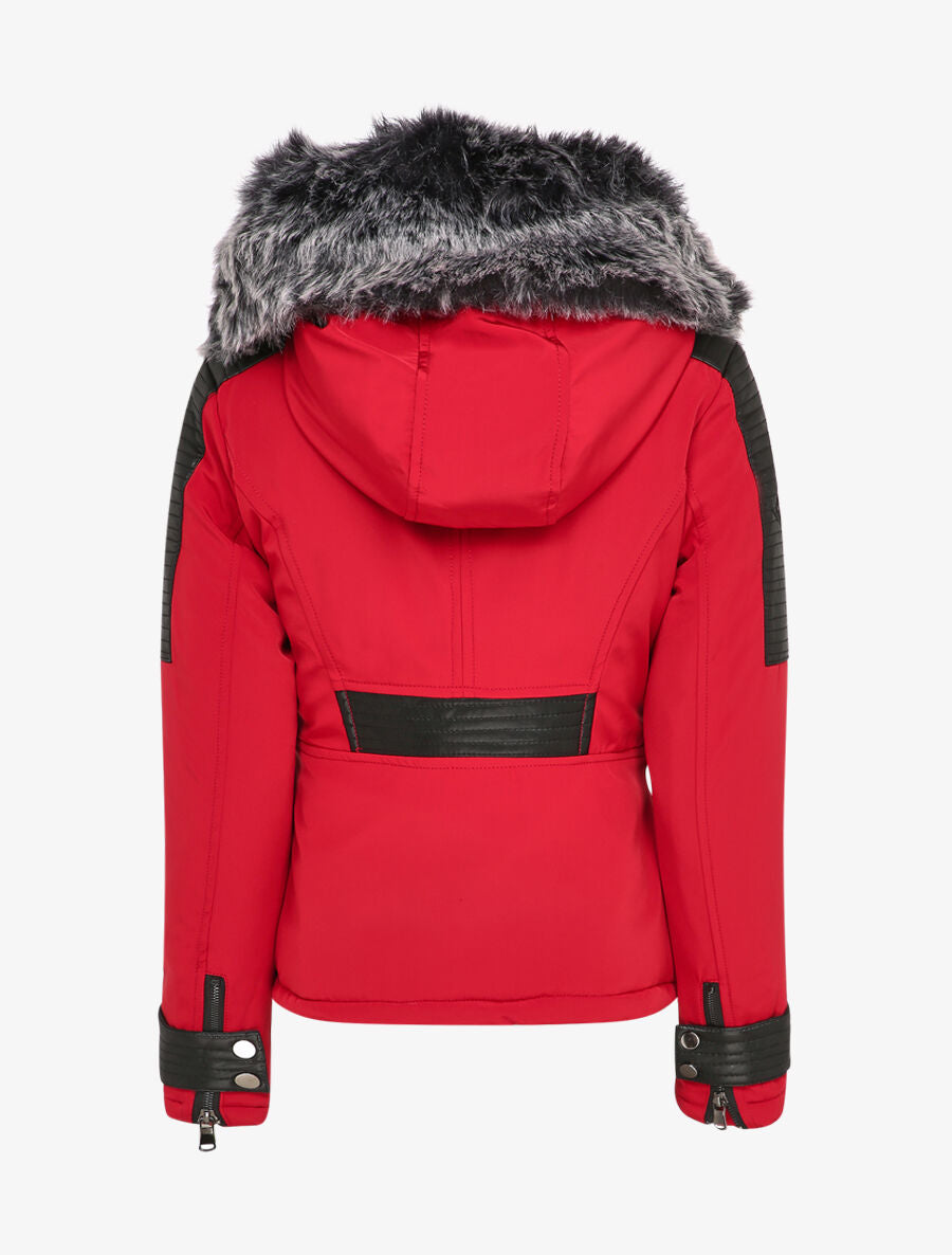 Doudoune à double zips et à empiècements - Rouge/noir - 2