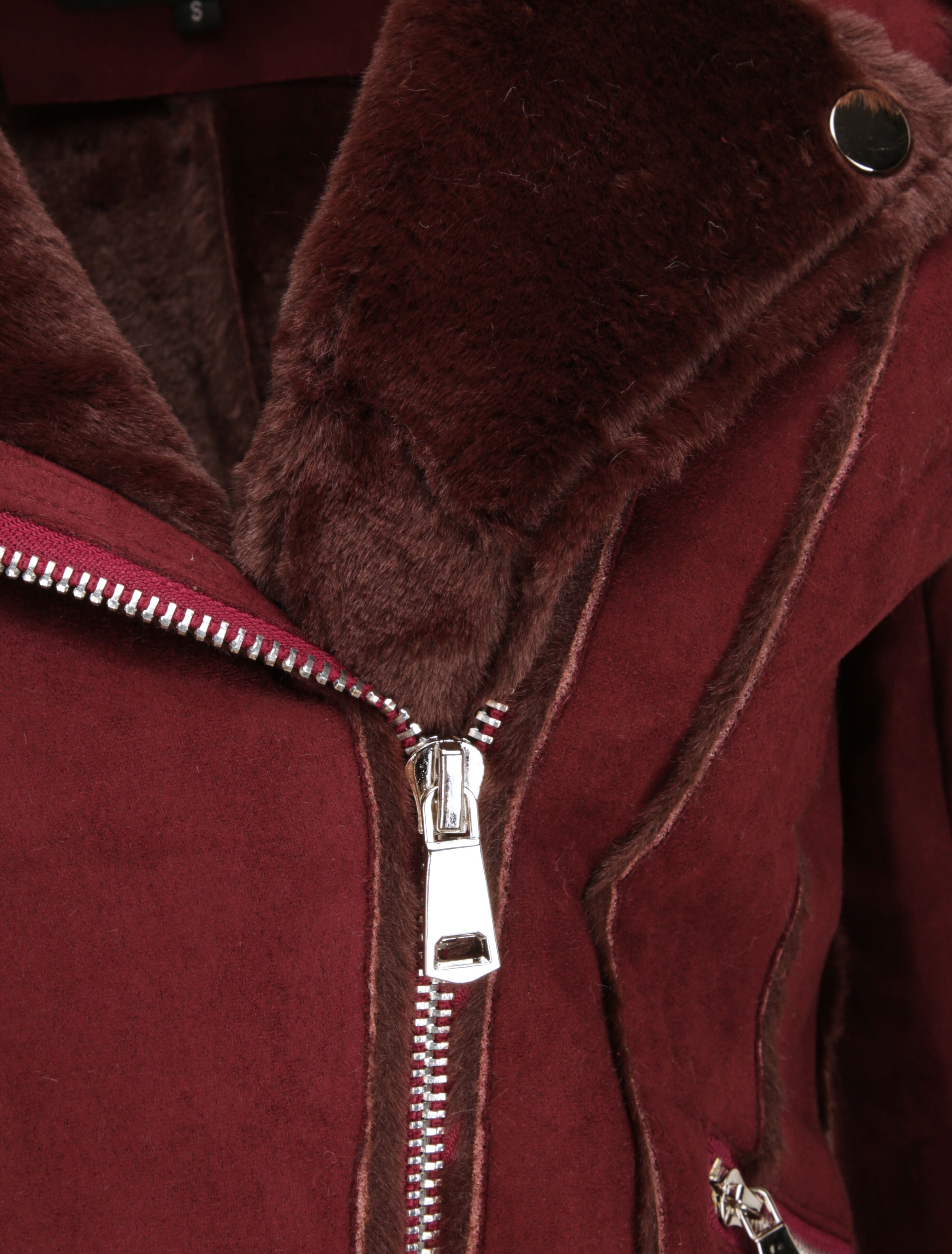 Veste fourrée à sangles - Lie de vin - 3
