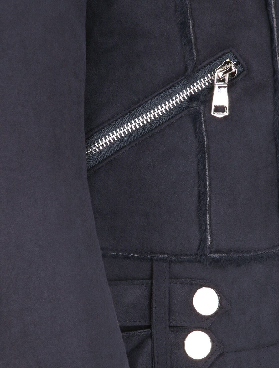 Veste fourrée à sangles - Marine - 3