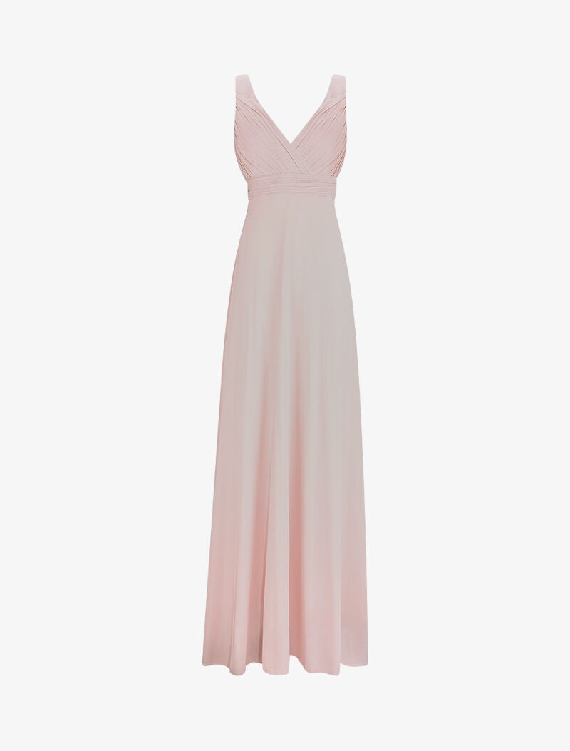 Robe longue empire à détail plissé - Rose poudré - 1