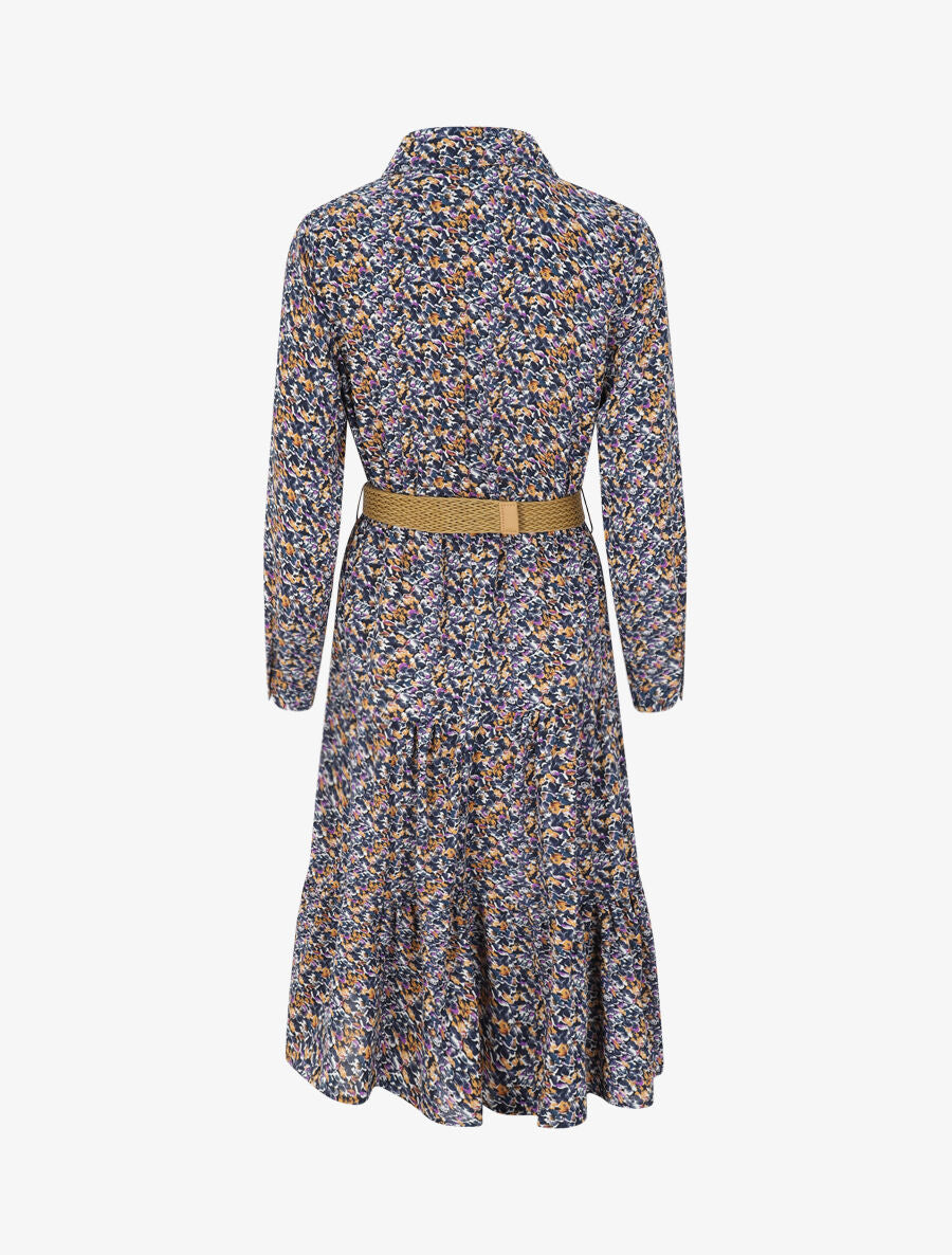 Robe longue à imprimé primevères - Bleu - 2