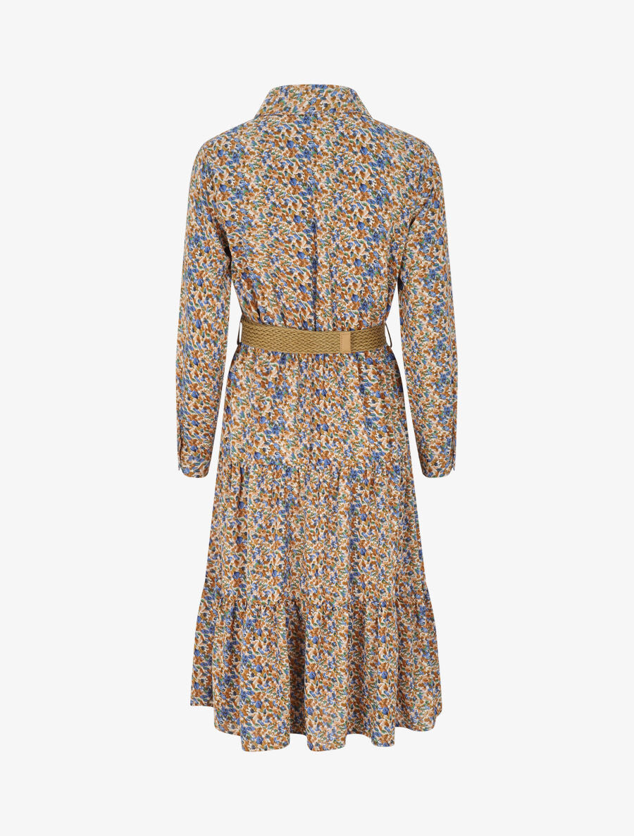 Robe longue à imprimé primevères - Camel - 2