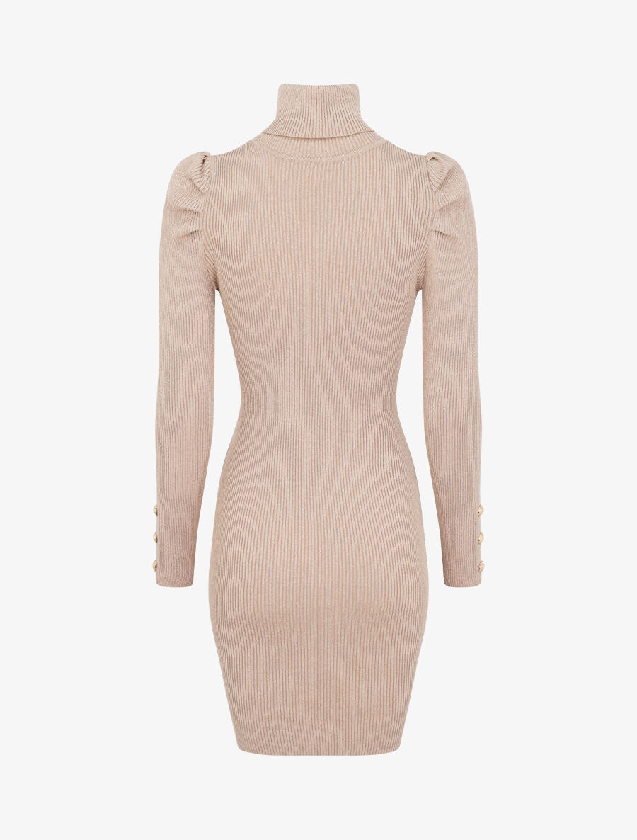 Robe pull irisée à col roulé - Beige - 2