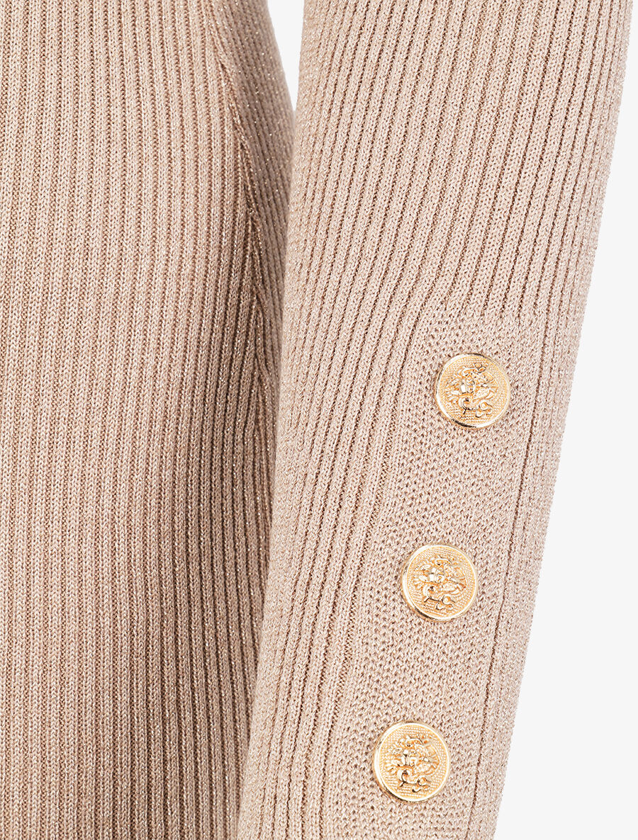 Robe pull irisée à col roulé - Beige - 4