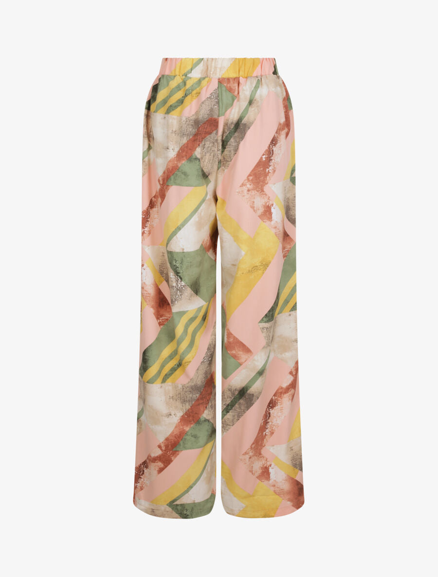 Pantalon wide leg imprimé géométrique - Rose - 2