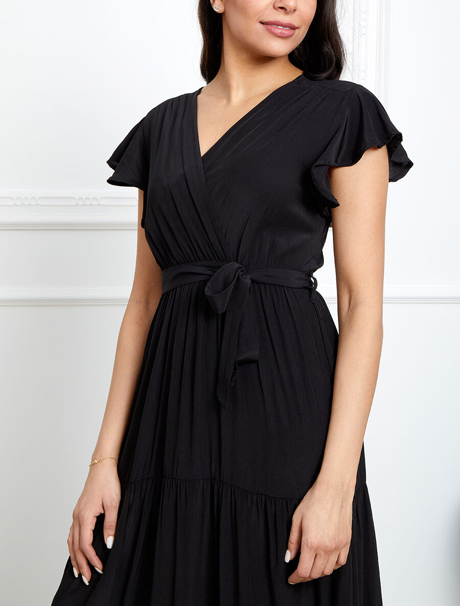 Robe empire à manches volantées - Noir - 4