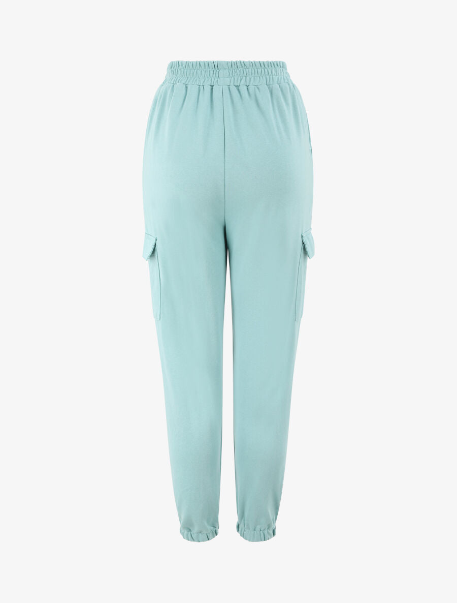 Jogging uni en coton - Vert d&