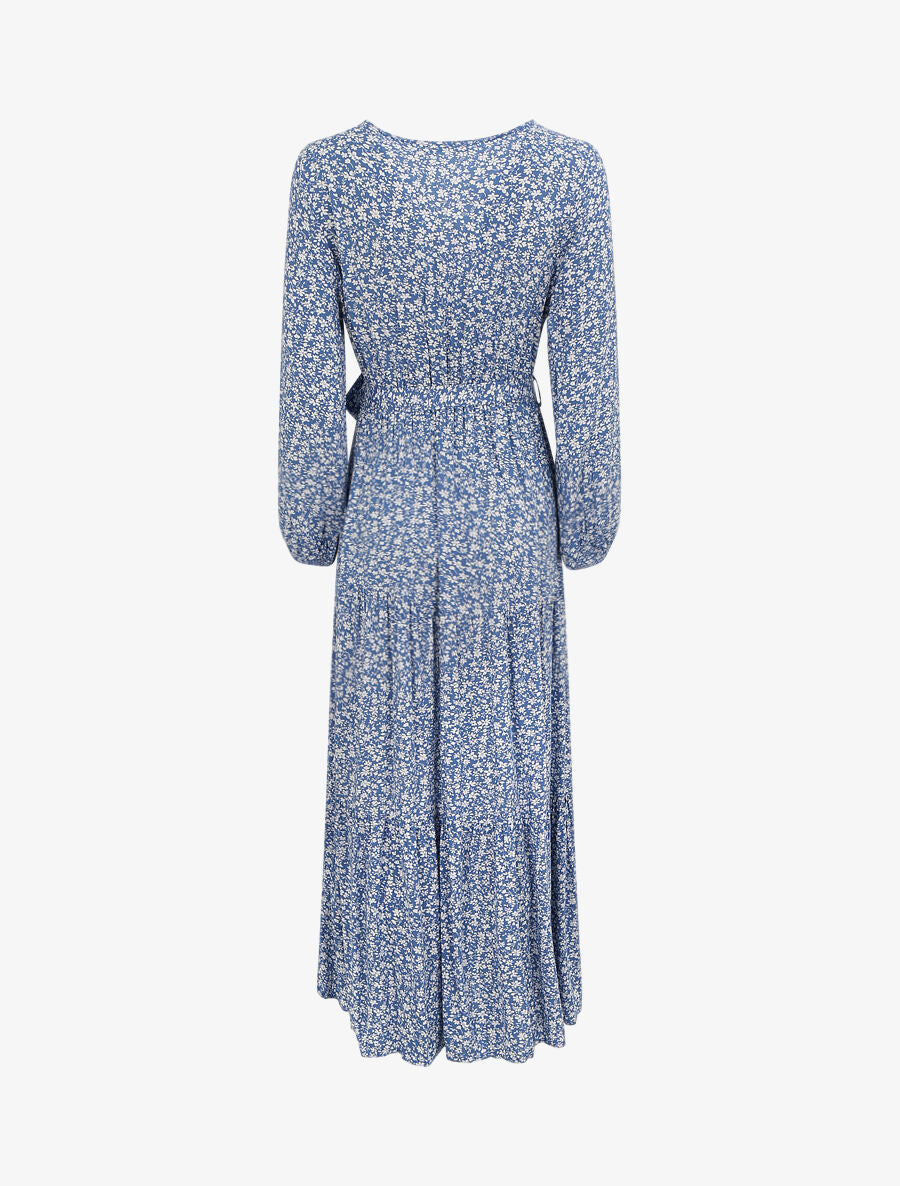 Robe longue à imprimé multi-fleurs - Bleu - 2