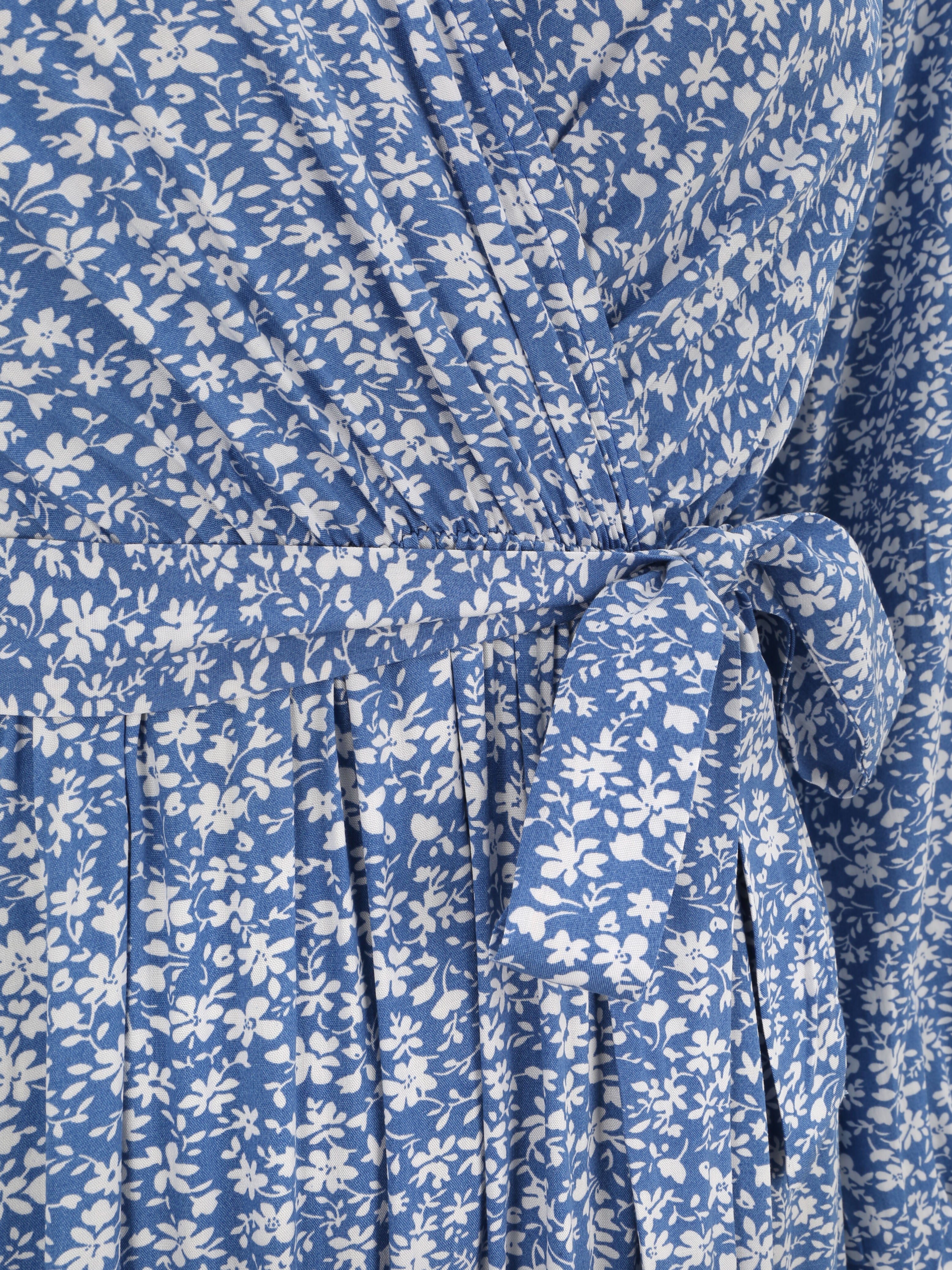 Robe longue à imprimé multi-fleurs - Bleu - 3