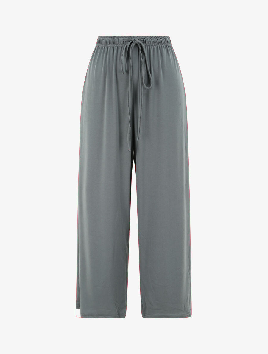 Pantalon fluide uni - Bleu gris - 1