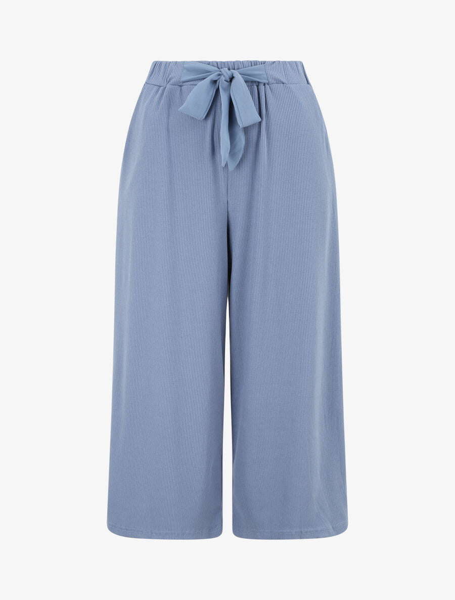 Pantalon ample uni - Bleu - 4