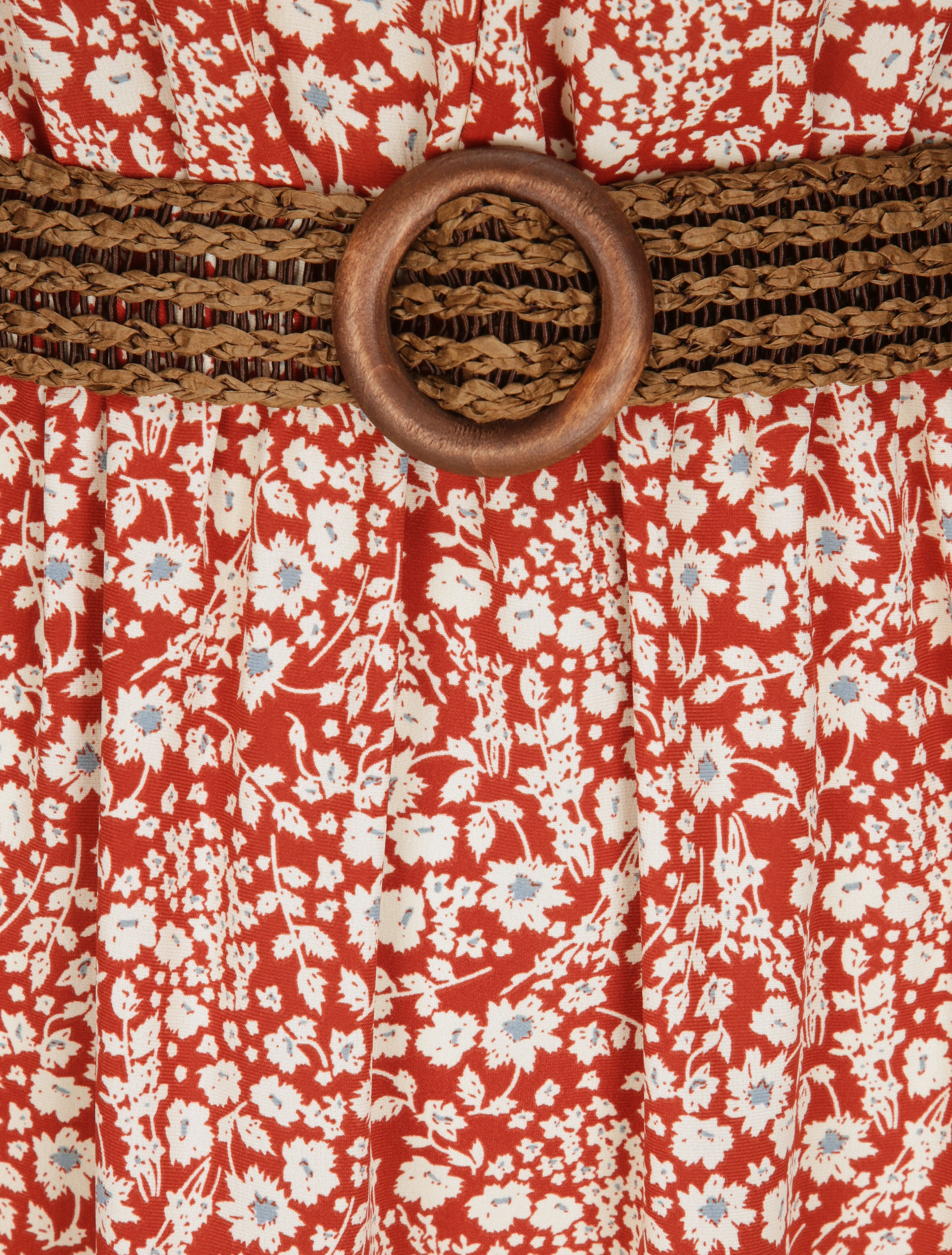 Robe longue à imprimé fleurs - Terre de sienne - 3