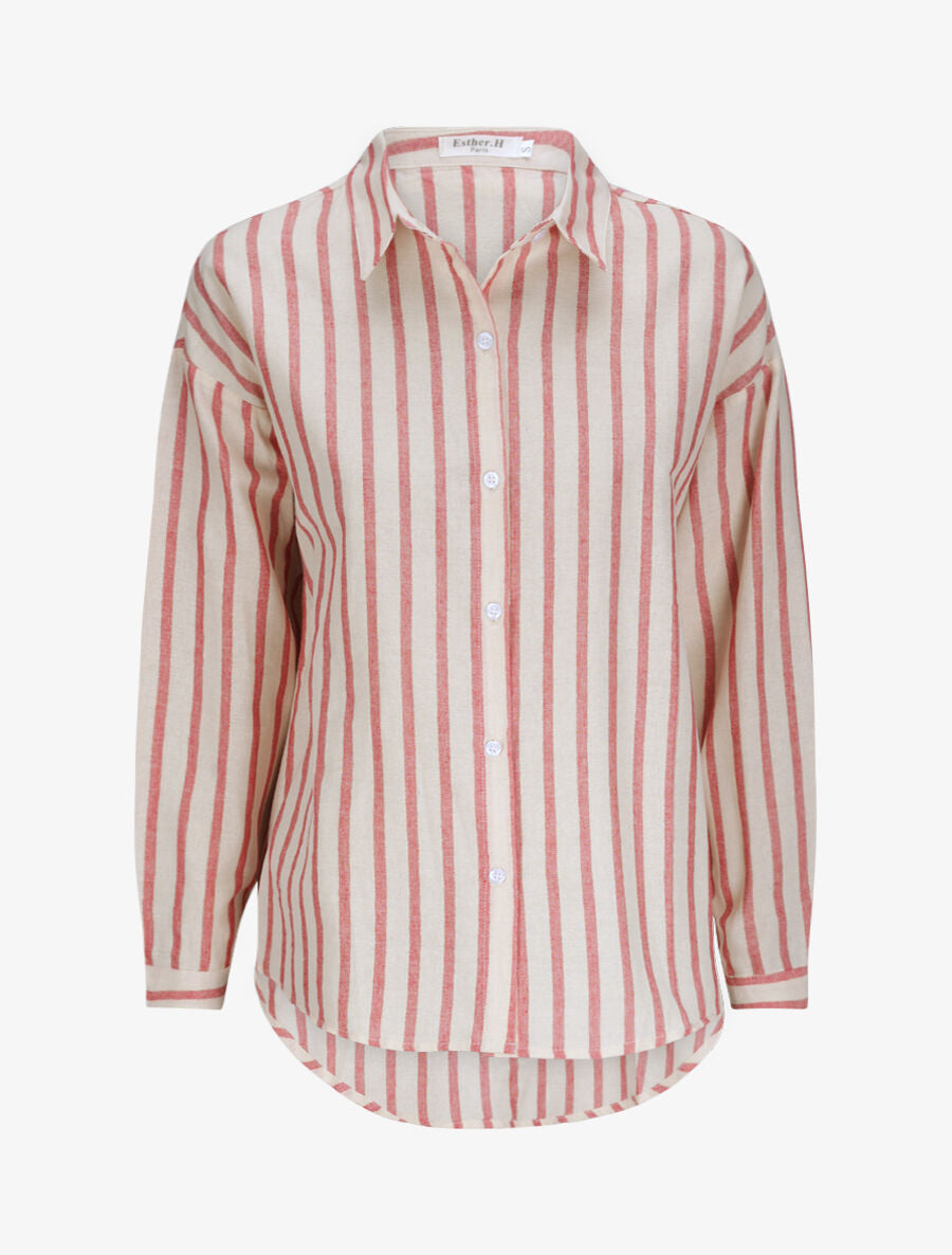 Chemise oversize rayée - Rose - 1