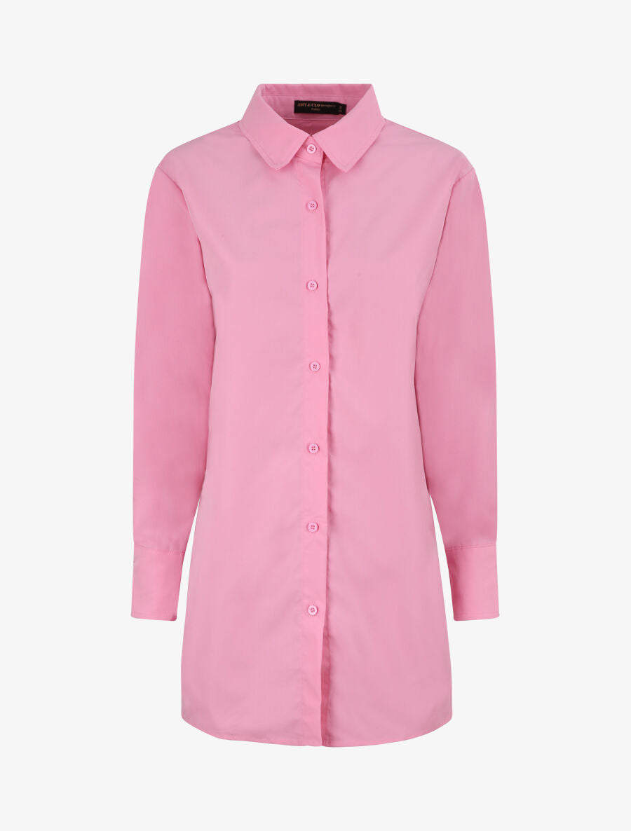 Chemise oversize coupe droite - Rose - 4