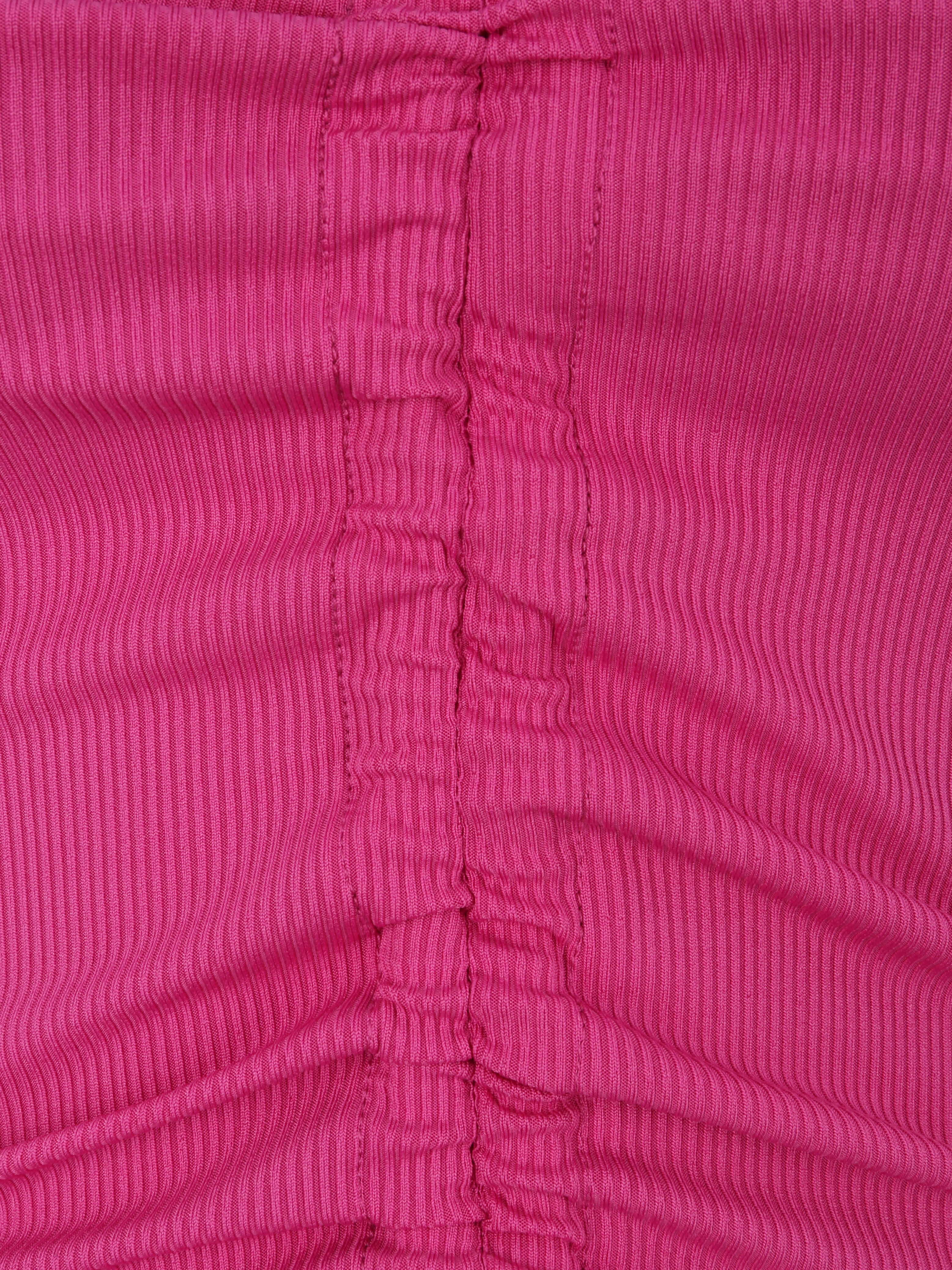 Crop top côtelé avec liens de serrage - Fushia - 3