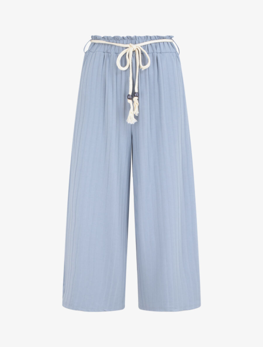 Pantalon ample à taille froncée - Bleu - 1