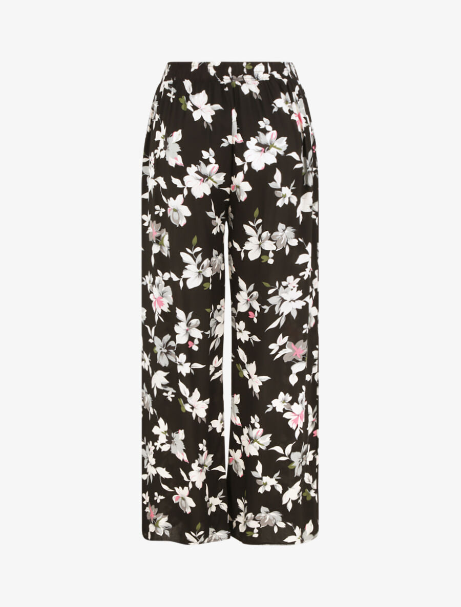 Pantalon ample imprimé été fleuri - Noir - 2