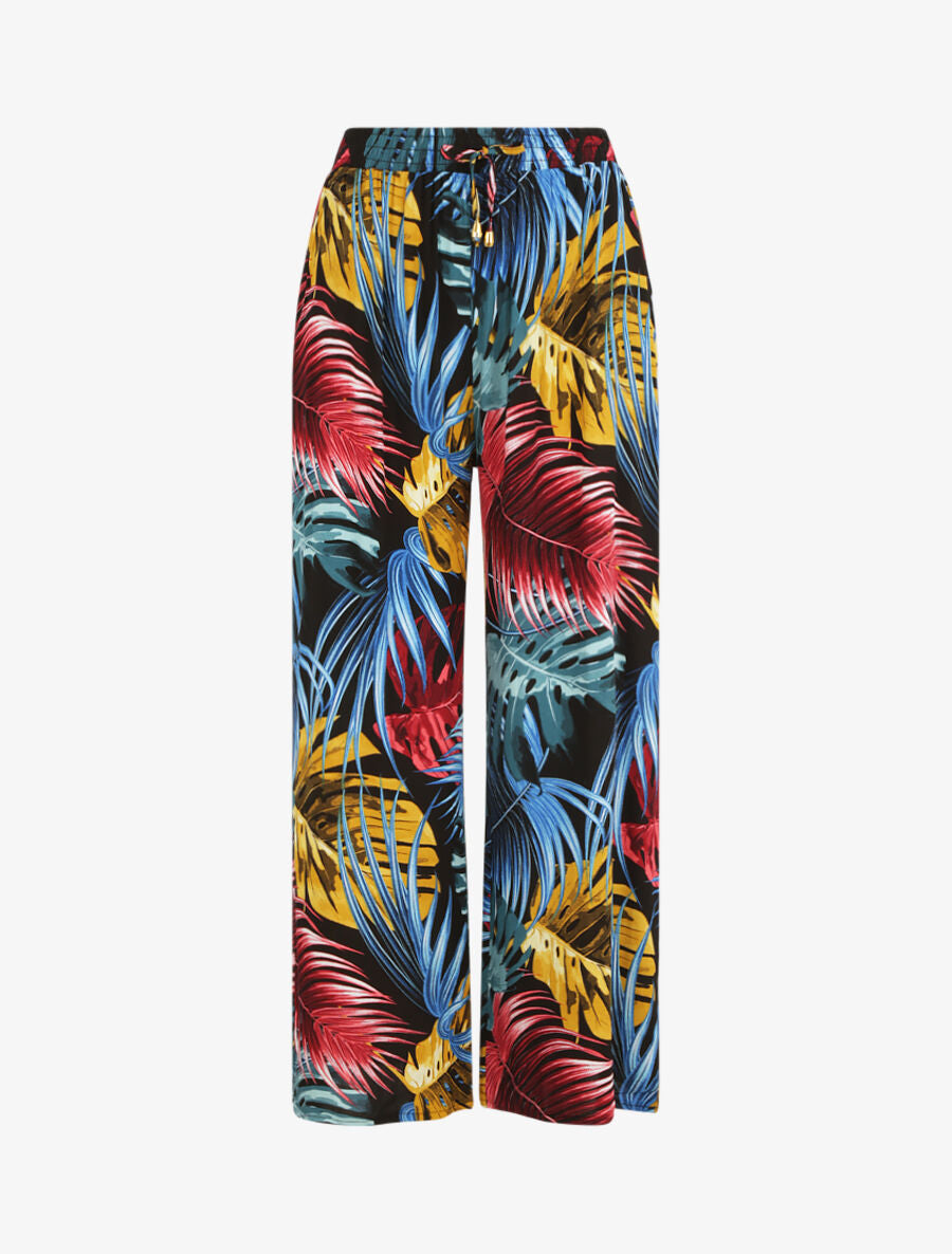 Pantalon ample imprimé jungle - Noir - 5
