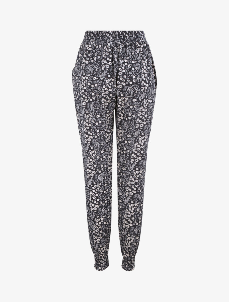Pantalon imprimé petites fleurs - Marine - 2