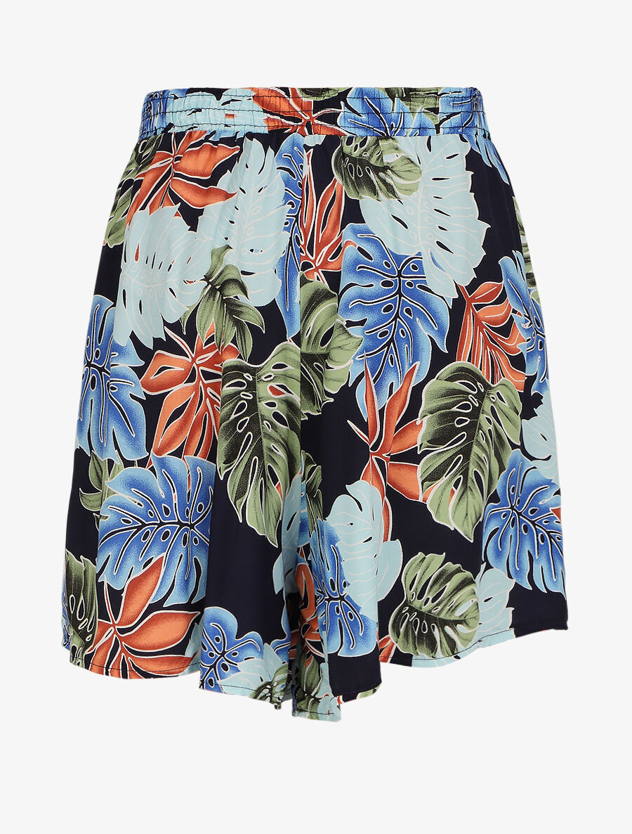 Short fluide imprimé plantes tropicales - Marine - 2