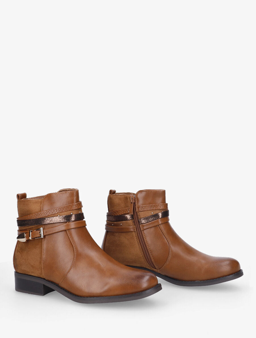 Bottines plates bi-matière - Camel - 5
