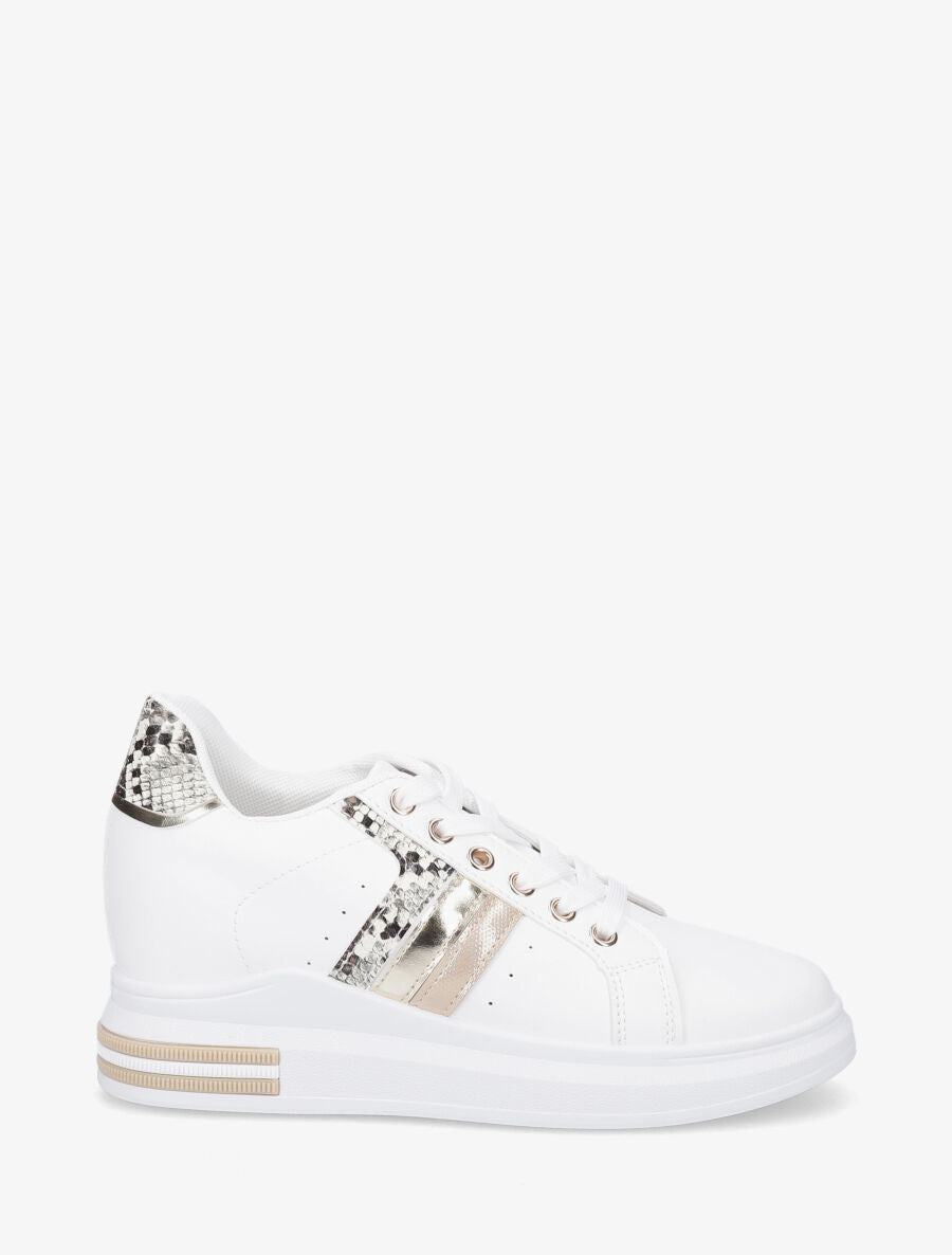 Sneakers en simili à contrefort en suédine - Beige - 5