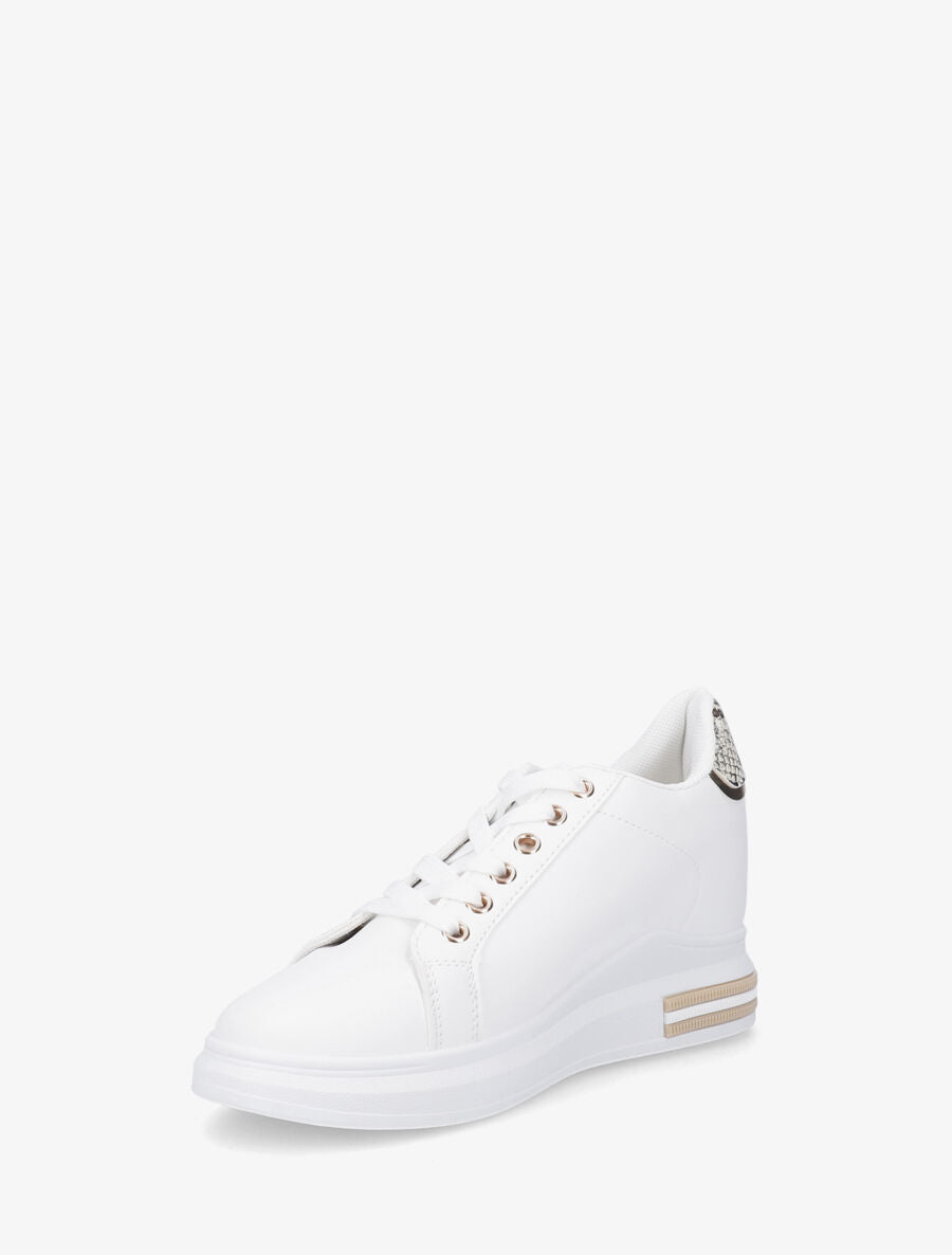 Sneakers en simili à contrefort en suédine - Beige - 3