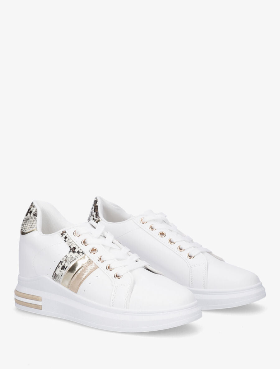 Sneakers en simili à contrefort en suédine - Beige - 4