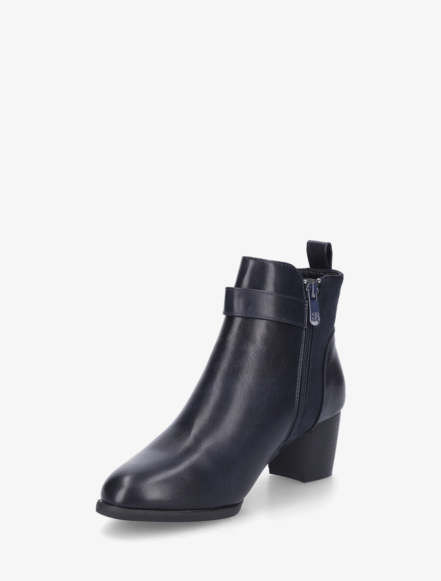Bottines en simili à boucle fantaisie - Bleu nuit - 4