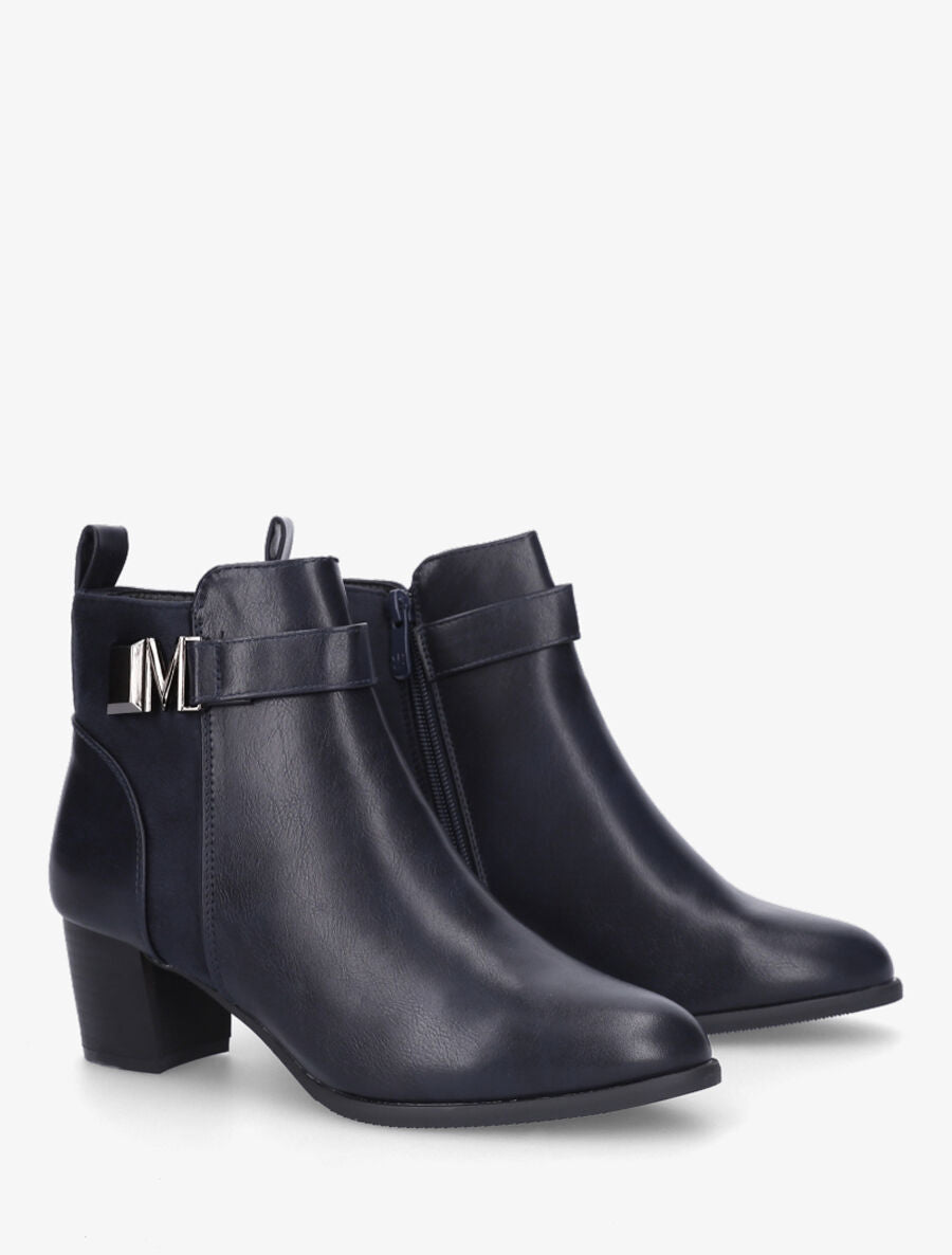 Bottines en simili à boucle fantaisie - Bleu nuit - 5