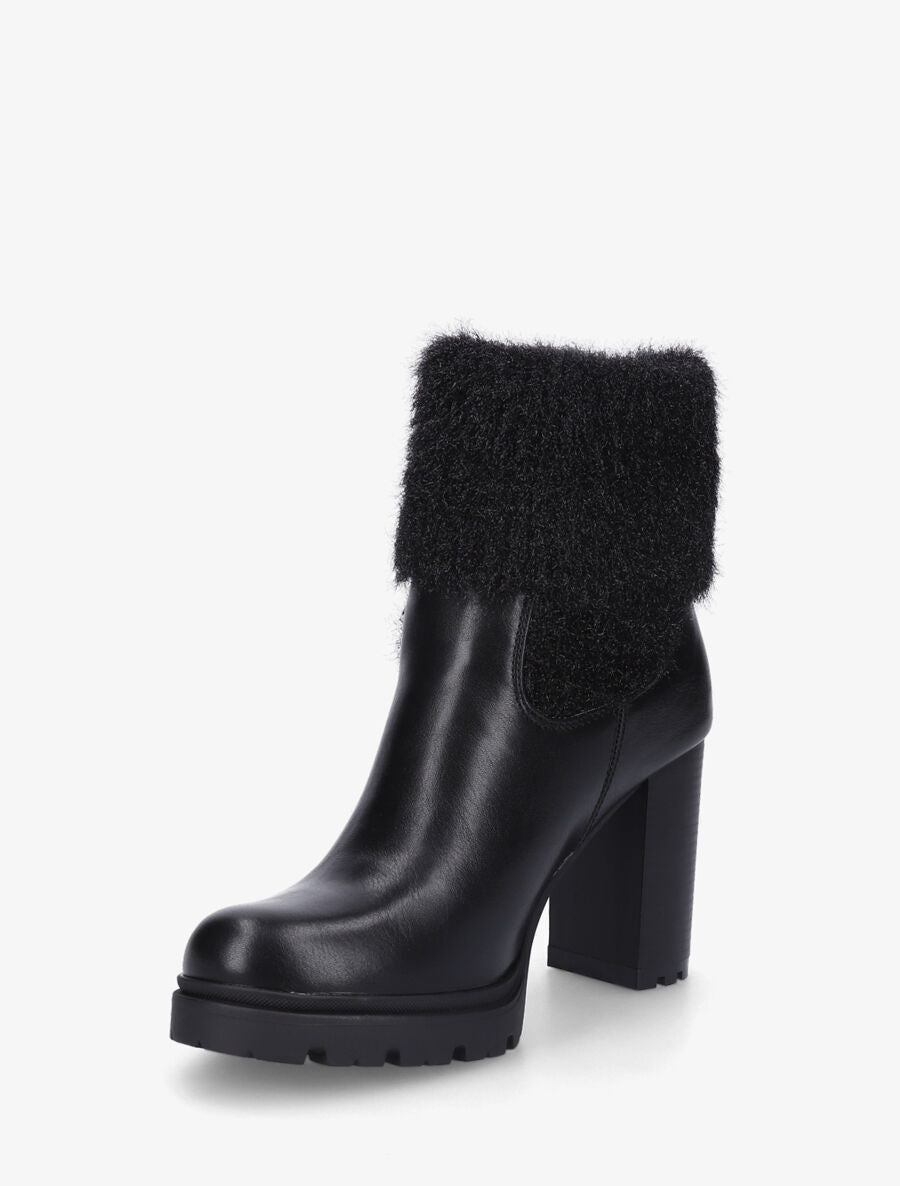 Bottines à talon bi-matière - Noir - 3