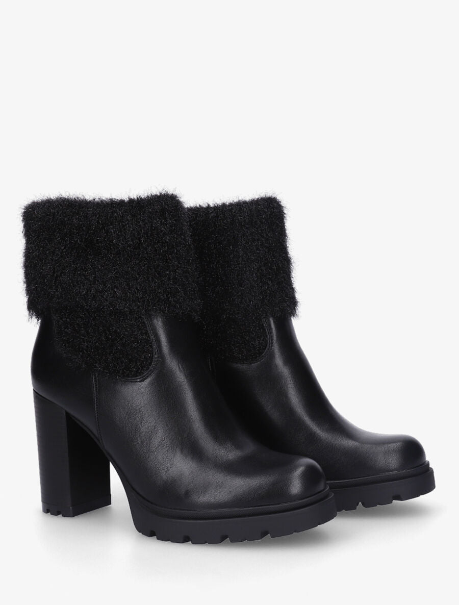 Bottines à talon bi-matière - Noir - 4