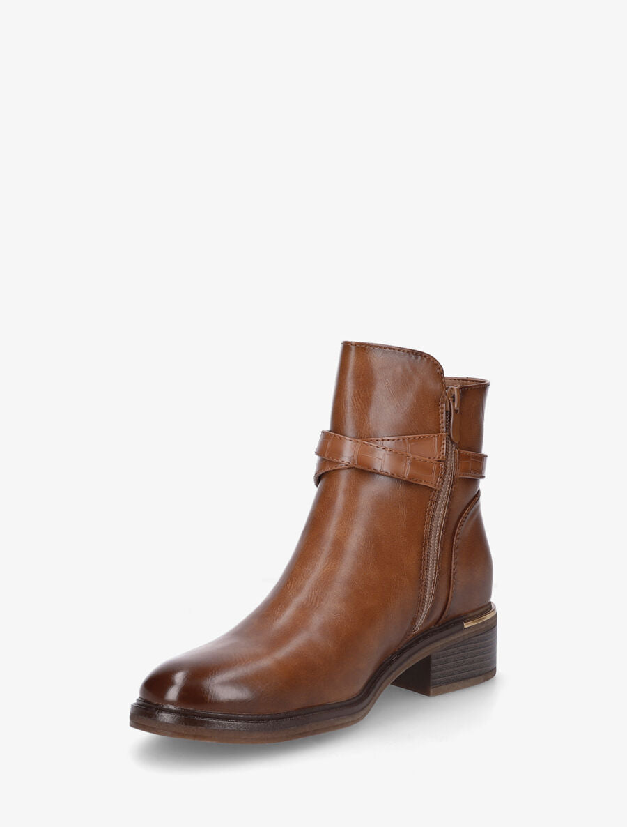 Bottines classiques à boucle en simili - Camel - 3