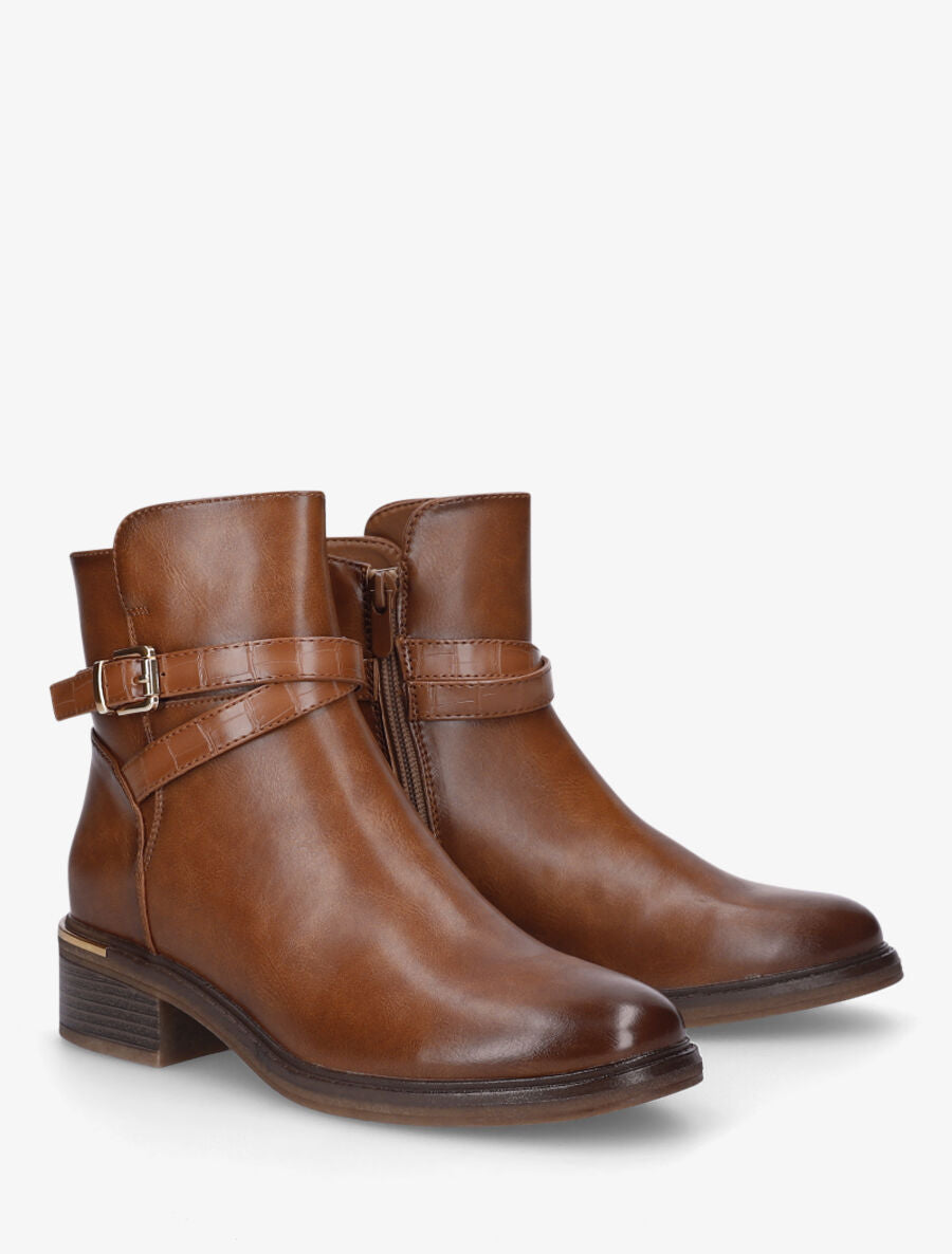 Bottines classiques à boucle en simili - Camel - 4
