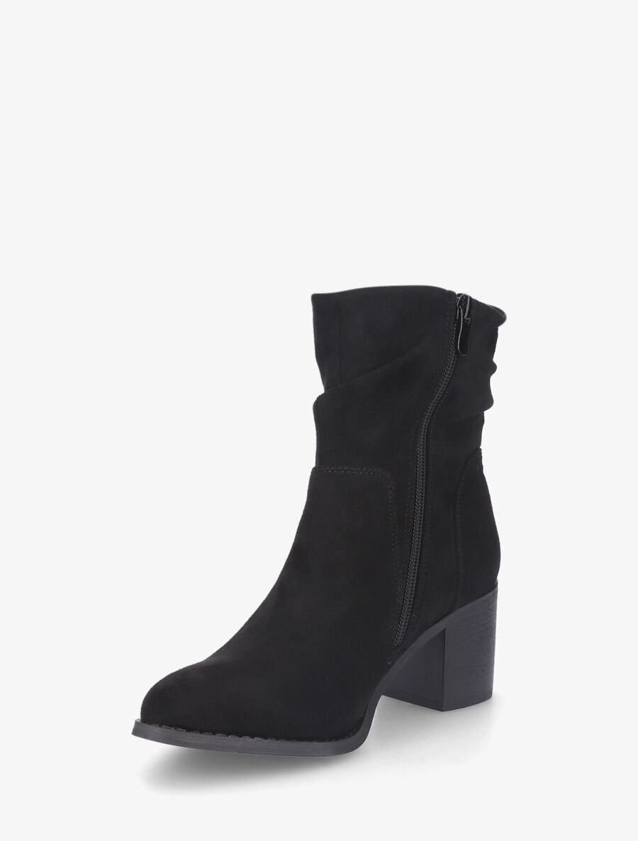 Bottines froncés en suédine - Noir - 3