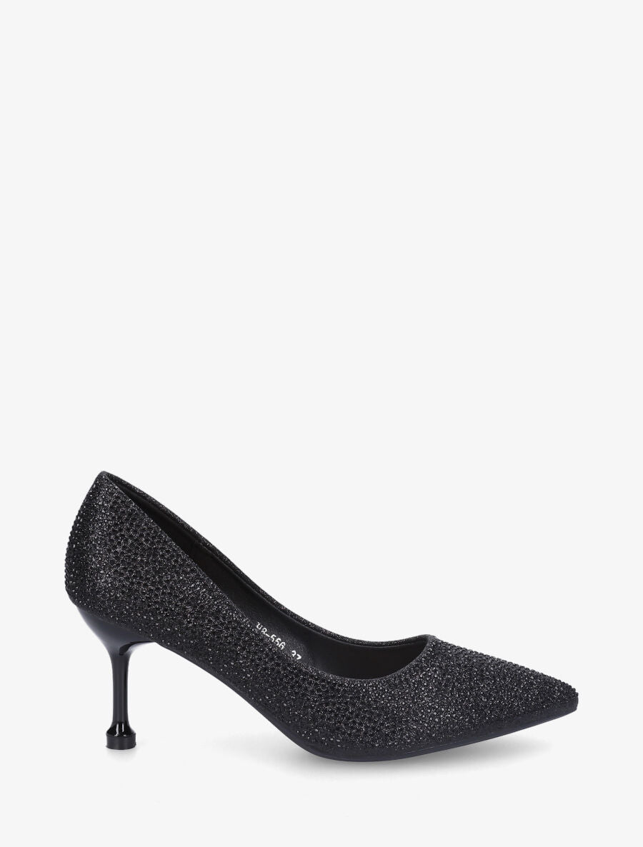 Escarpins pointus à strass - Noir - 1