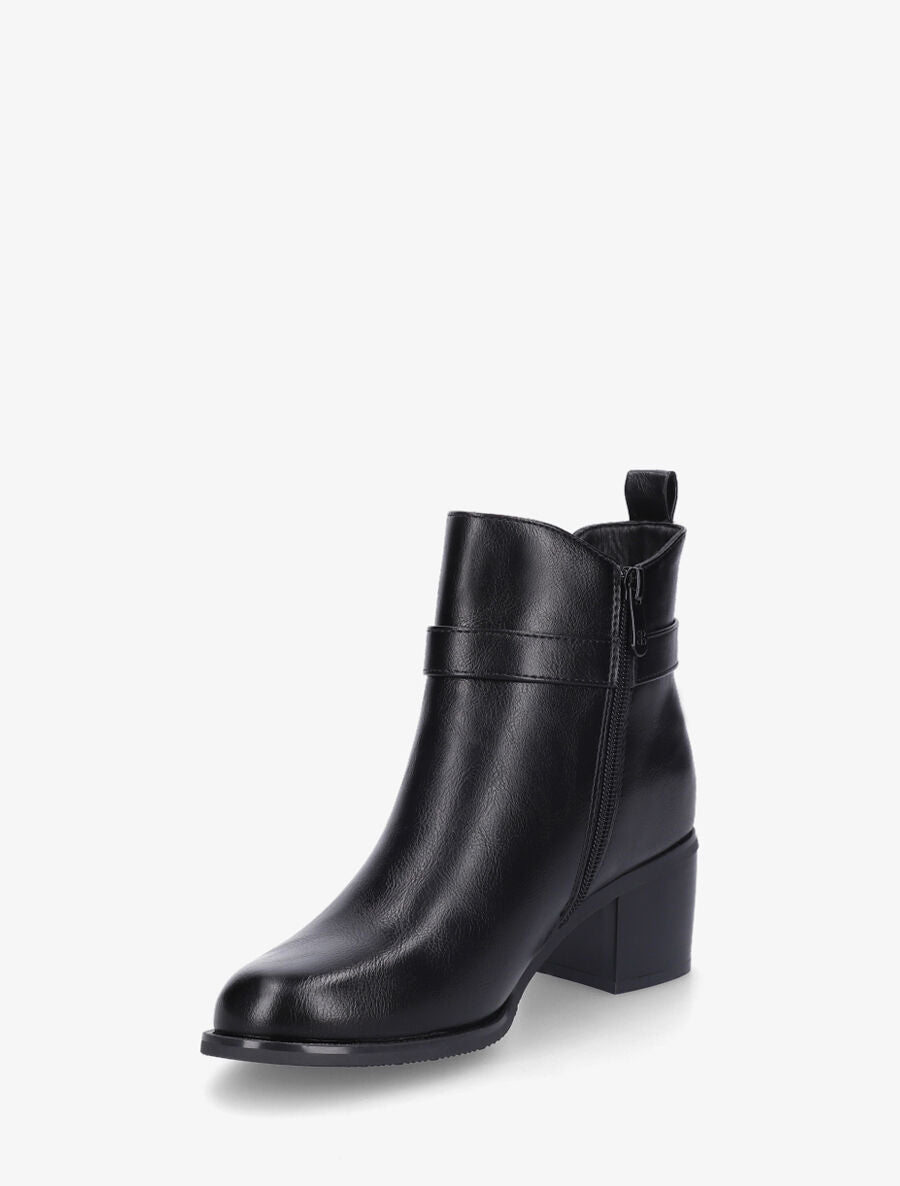 Bottines élastiquées en simili - Noir - 3