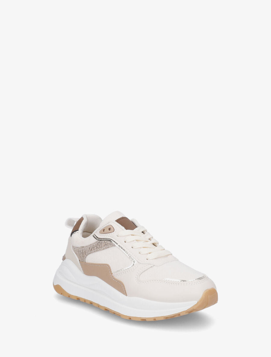 Baskets bi-matière - Beige - 2
