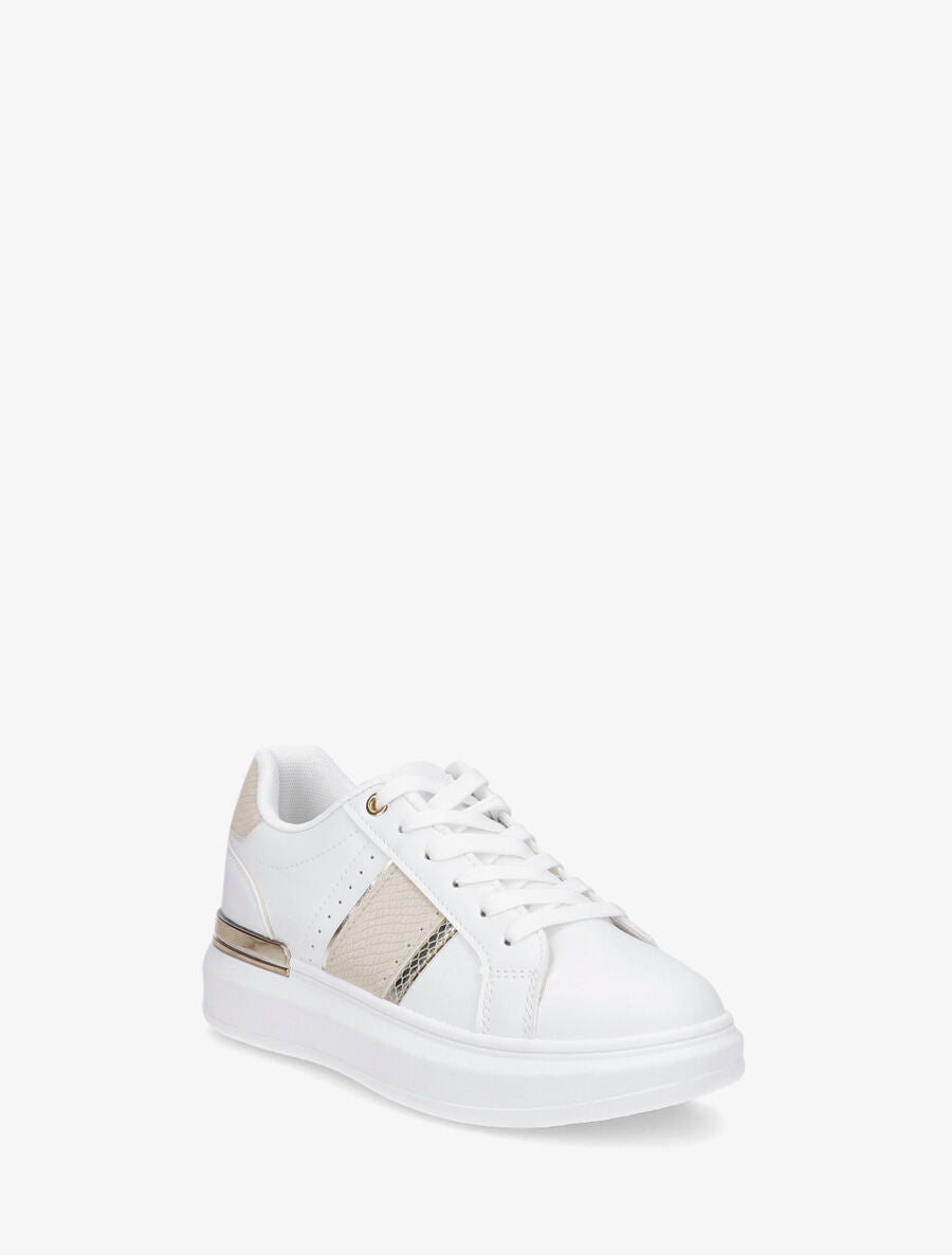 Sneakers compensées à empiècement métal - Beige - 2