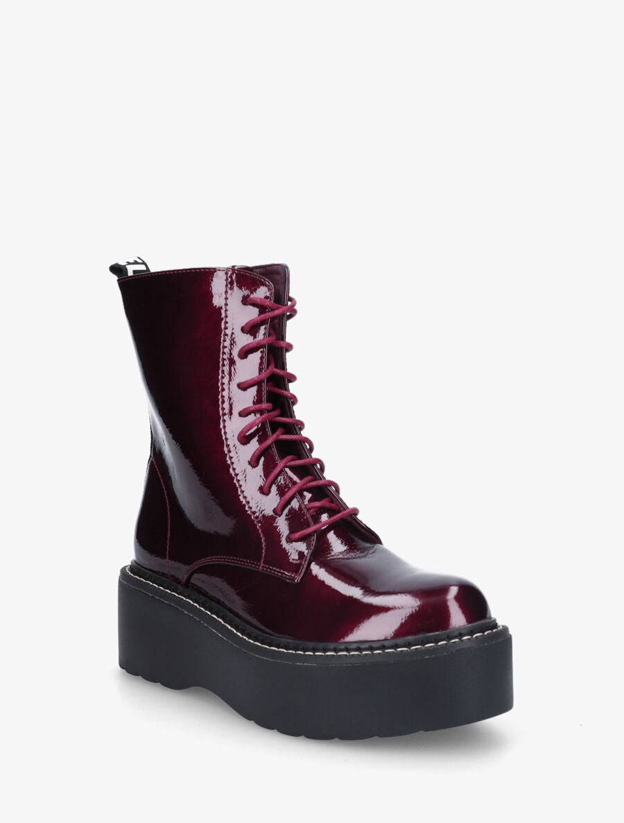 Bottines vernies à plateforme et inscription - Bordeaux - 2