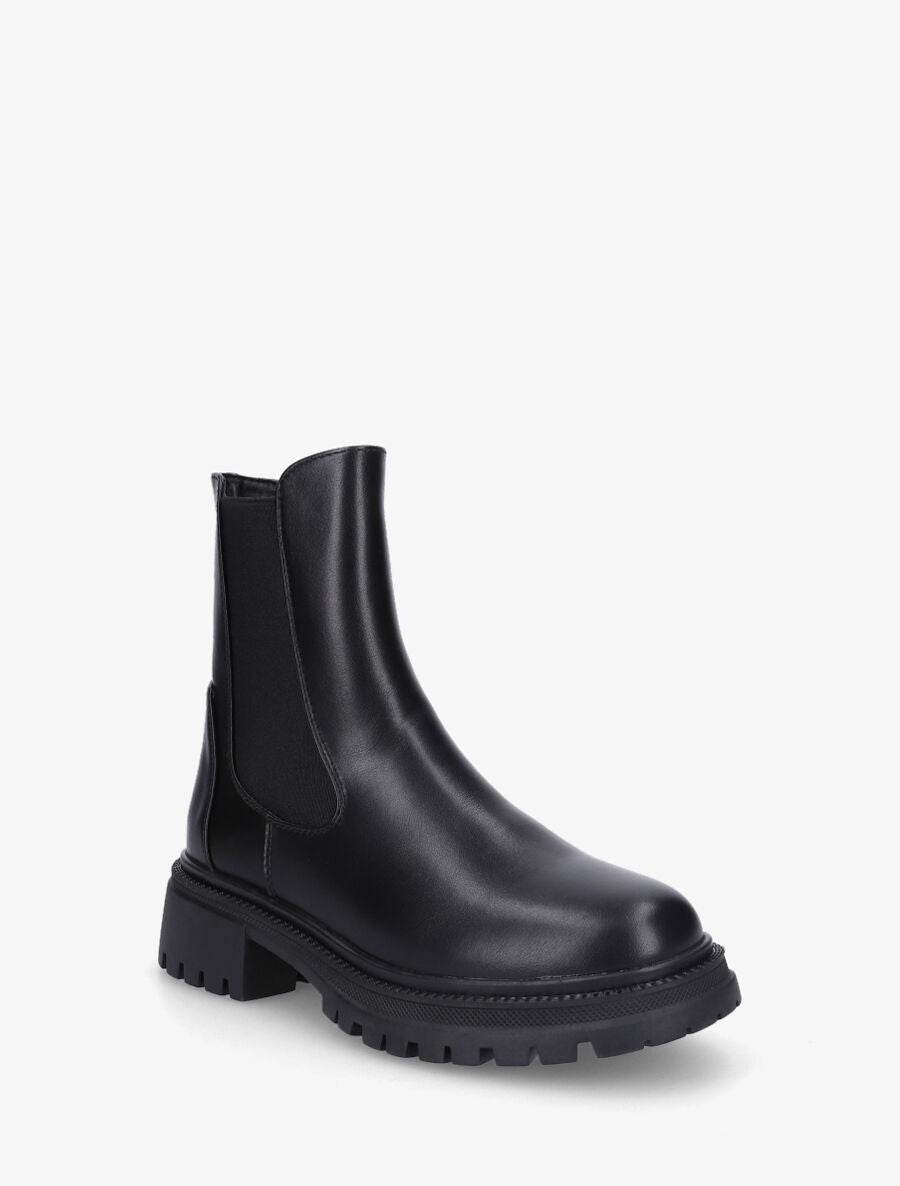 Bottines élastiquées en simili - Noir - 2