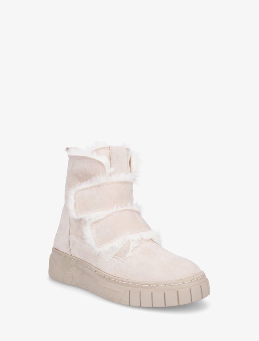 Boots fourrées à scratch - Beige - 2