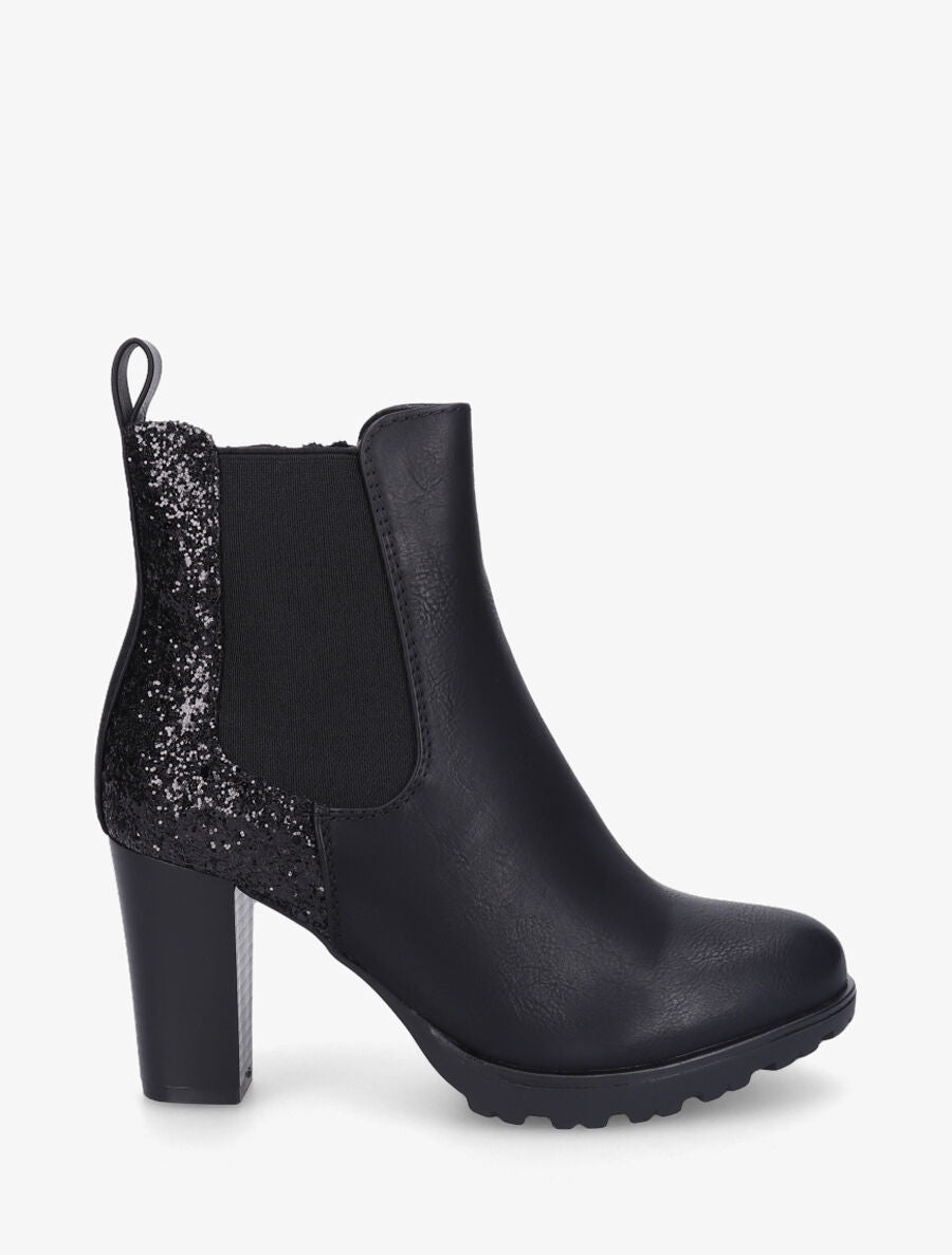 Bottines en simili à contrefort pailleté - Noir - 1