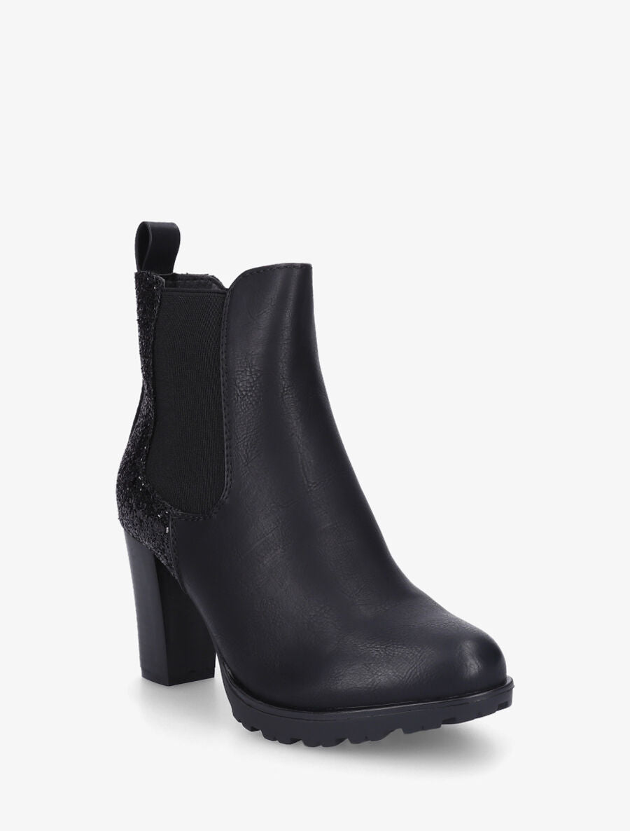 Bottines en simili à contrefort pailleté - Noir - 2