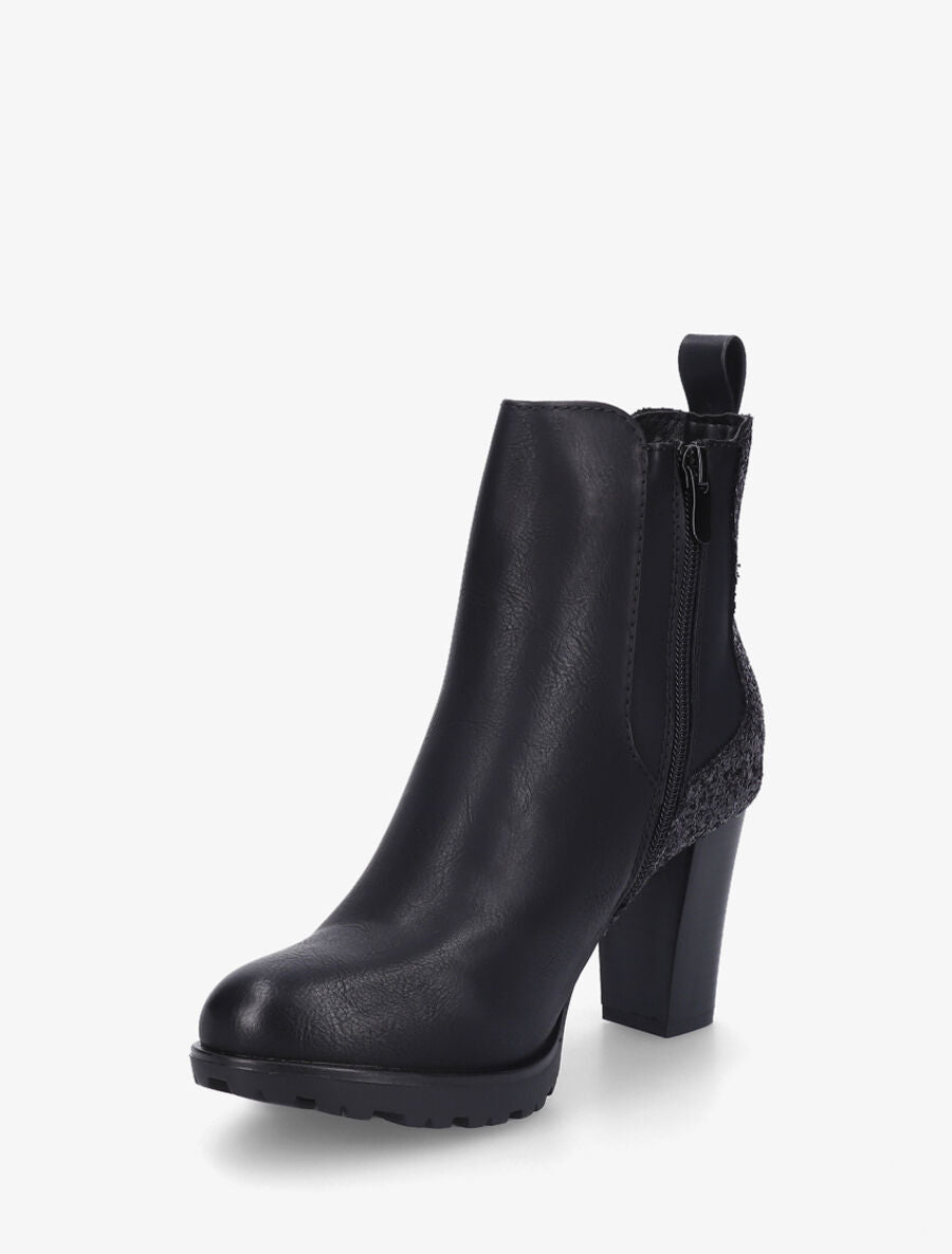 Bottines en simili à contrefort pailleté - Noir - 3