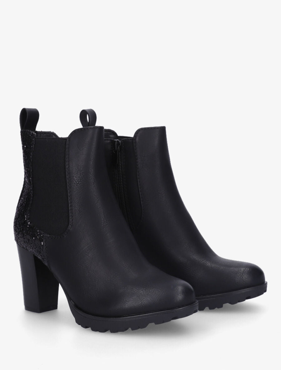 Bottines en simili à contrefort pailleté - Noir - 4
