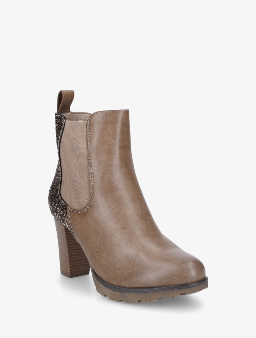 Bottines en simili à contrefort pailleté - Taupe - 2