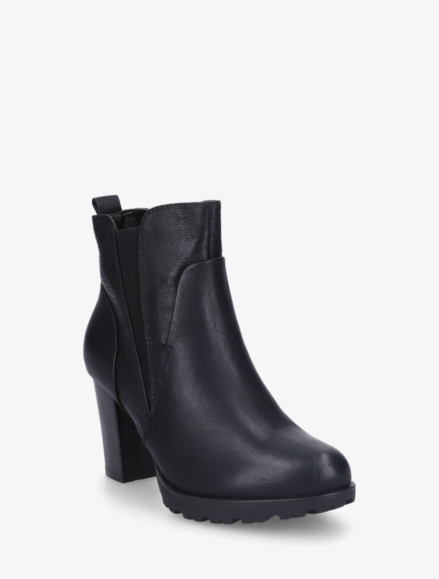 Bottines à talon et multi textures - Noir - 2