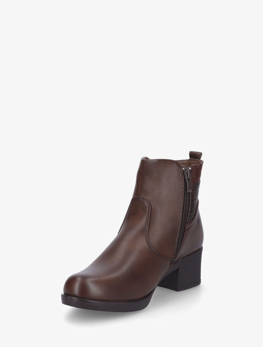 Bottines en simili à détail python - Marron - 3